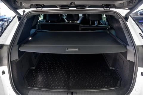 Large black empty car trunk. Open car trunk close up Stock Photos