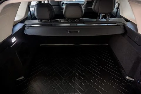 Large black empty car trunk. Open car trunk close up Stock Photos