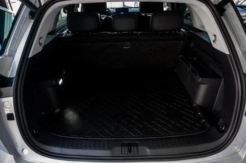 Large black empty car trunk. Open car trunk close up Stock Photos