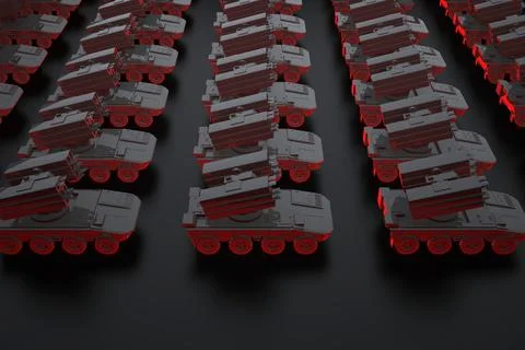 Large black group rocket launcher truck Stock-Illustration