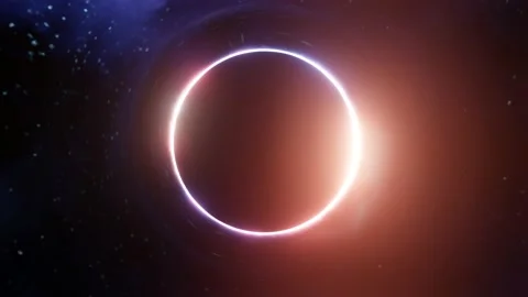 A large black hole absorbs light past him Stock Footage 153206503