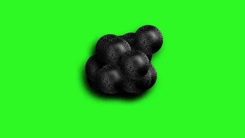Large black liquid sphere morphing on green screen background Stock Footage 325684017