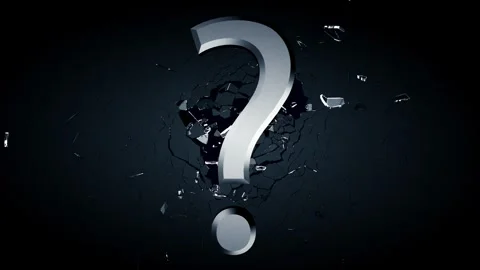 Large Black Question Mark Amidst Shattered Glass Mystery of Uncertainty and.. Stock Footage 314069131