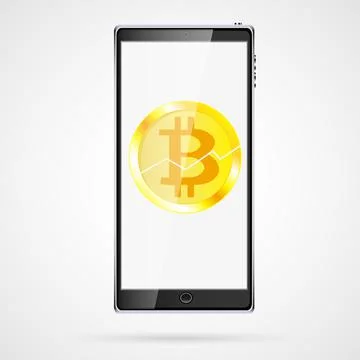 A large black realistic mobile smart touch sensitive thin mobile phone with a Stock Illustration
