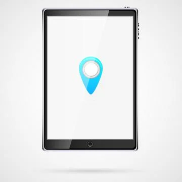 Large black realistic mobile smart touch sensitive slim tablet computer with  Stock Illustration