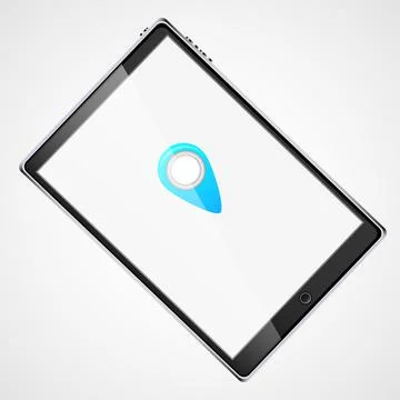 Large black realistic mobile smart touch-sensitive slim tablet computer turne 스톡 일러스트