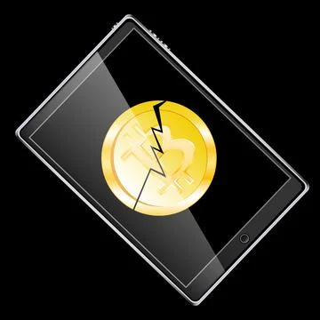 A large black realistic mobile smart touch-sensitive thin tablet computer tur Stock Illustration