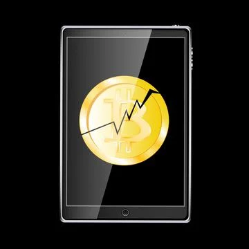 A large black realistic mobile smart touch sensitive thin tablet computer wit Illustrazione stock