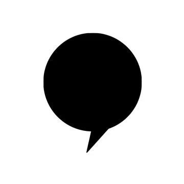 Large black speech bubble icon is floating on flat design white background, Illustrazione stock