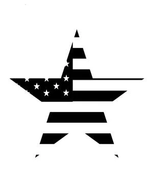 A large black star is filled with thin horizontal lines and a small cluster o Stock Illustration