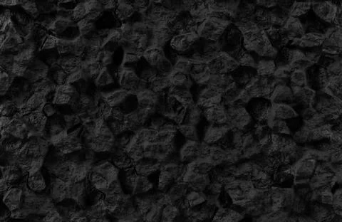 Large black stone rock texture background with coarse uneven surface for natural Stock Illustration