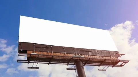 Large Blank Billboard White Mockup Background, Outdoor Advertising Blue Sky Stock Footage 86617746