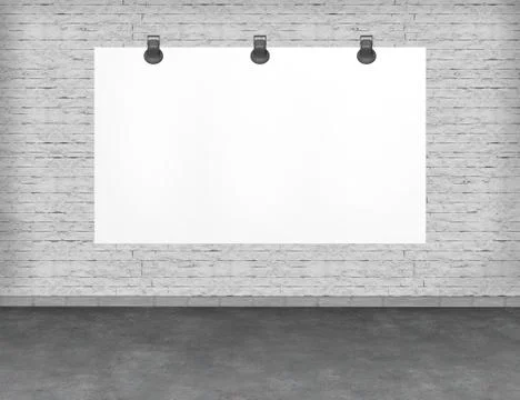 Large blank, empty, white billboard screen. Stock Illustration