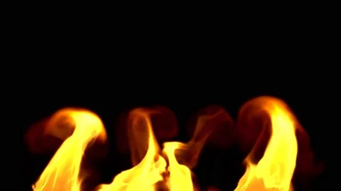 A large blazing flame on a black background. Stock Footage 166281468
