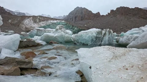 Large blocks of ice in the mountains Stock Footage 282348971