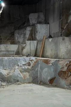 Large blocks of marble inside a quarry in Carrara Stock Photos