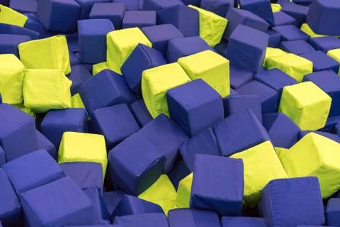 Large blue and yellow cubes. background Stock Illustration