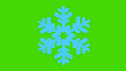 Large blue cartoon snowflake spinning animation on green screen background Stock Footage 321009054