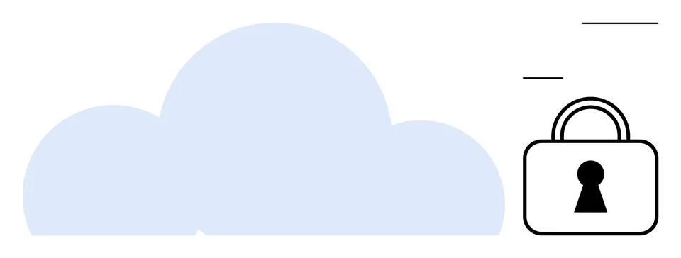 Large blue cloud with padlock symbolizing secured cloud storage and data prot Stock Illustration