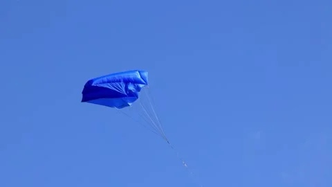 Large Blue Four Compartment Airfoil Wing Inflatable Soft Lifter or Lifting Kite Stock Footage 274488359