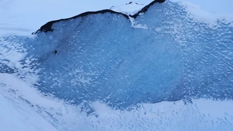 Large Blue Glacier Ice Wall In Iceland During Winter 1 Stock Footage 87490672