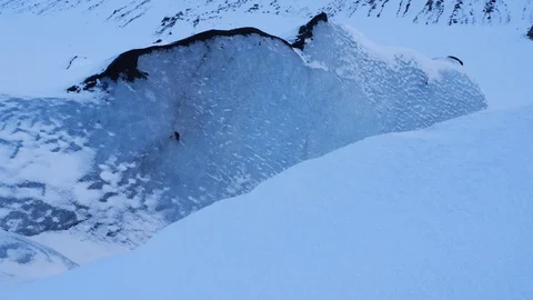 Large Blue Glacier Ice Wall In Iceland During Winter 2 Stock Footage 87490681