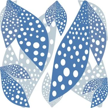 Large blue leaves bright pattern symmetrical background Stock Illustration