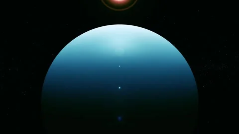 A large blue planet or moon against a dark starry space background with a s.. Stock Footage 340388221