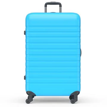 Large blue polycarbonate suitcase isolated on white background. イラスト素材