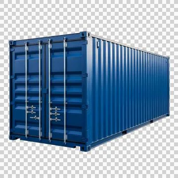 Large blue shipping container for cargo transport isolated on transparent b.. Stock Photos