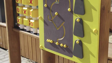 Large board games on children playground in city park Vídeos de archivo 330285293