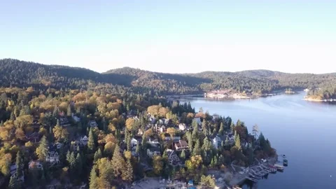 A large body of water with a mountain in the background Video stock 155464792