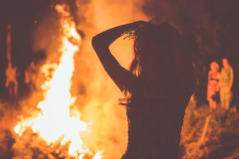 A large bonfire for the holiday Stock Photos