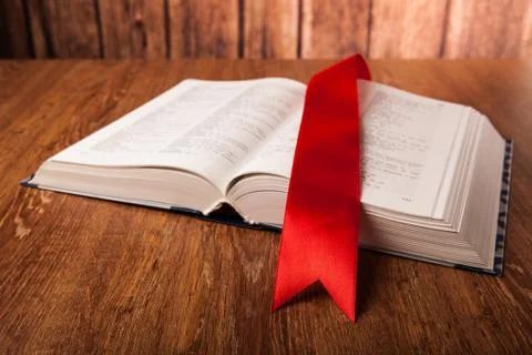 Large book with bookmark Foto stock