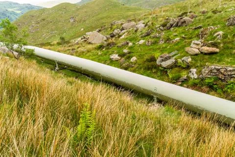 Large bore pipe for hydroelectric power station. Stock Photos