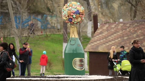 A large bottle of champagne Stock Footage 67362733