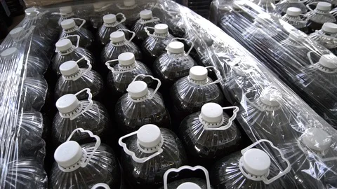 Large bottle storage facility Stock Footage 129227703
