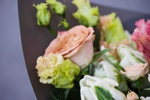 The large bouquet of ashen roses, rustic, boho chic Stock Photos
