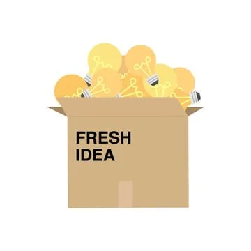 Large box with bulbs ideas Stock Illustration