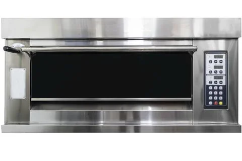 Large bread oven with holes in front of bread oven on white background Stock Photos