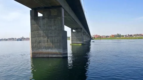 Large bridge over nile river at Kom Ombo Stock Footage 194988219