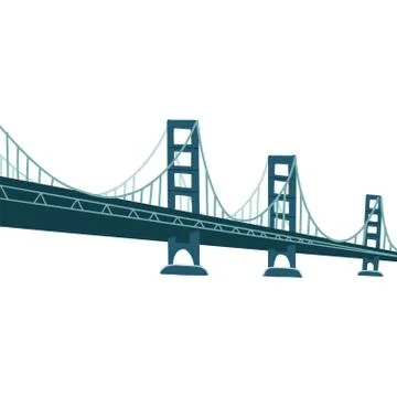 Large bridge over river. Modern construction for transportation. Metal footbr Ilustração Stock