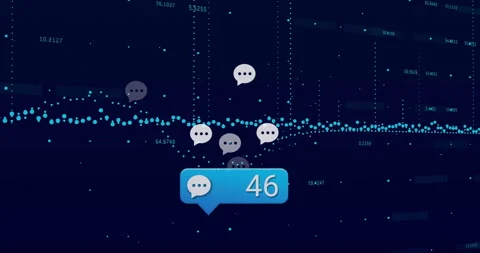Large bright blue chat notification bubble displaying number 47 centered over Stock Footage 309283936