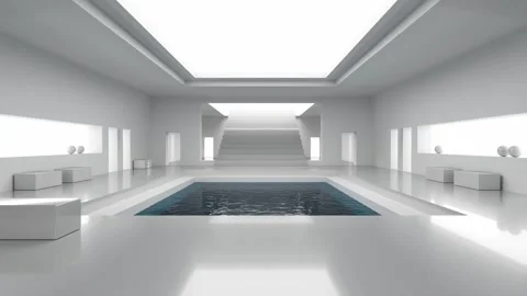 A large, bright room with a swimming pool. Stock Footage 335567865
