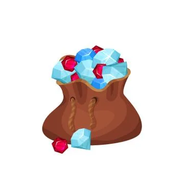 Large brown bag full of valuable stones (diamonds, sapphires and rubies 스톡 일러스트