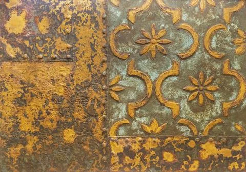 Large brown ceramic tile with patterns. Background with space for text Stock Photos