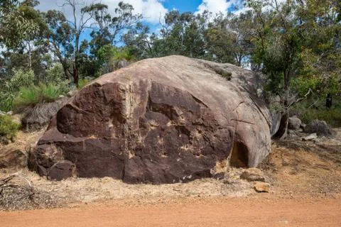 Large brown rock in John Forrest National Park near Perth Stock Photos