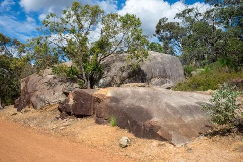 Large brown rocks in John Forrest National Park in Perth Hills Stock Photos
