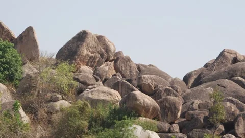 Large brown rocks on the top of mountain, Rocks at the top of hill Stock Footage 151937554