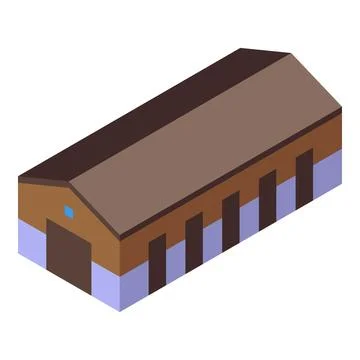 Large brown warehouse building with loading dock isometric view Stock Illustration